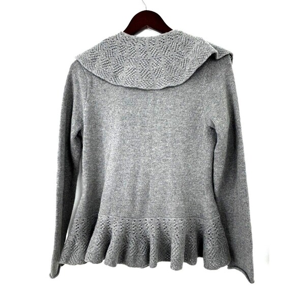 FWM Fennwright Manson Gray Wool Sweater Cardigan Peplum Wrap Womens Sz M 1101R4 - Picture 5 of 12